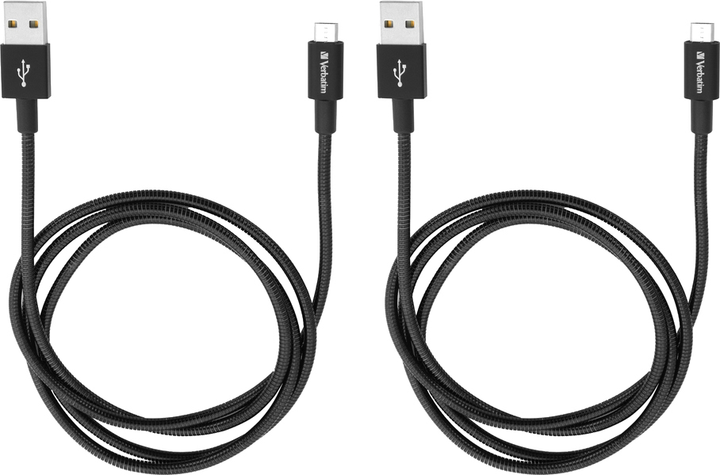 Кабель Verbatim USB - MicroUSB 1 м + 1 м 2 шт. Чорний (23942488743) - зображення 1