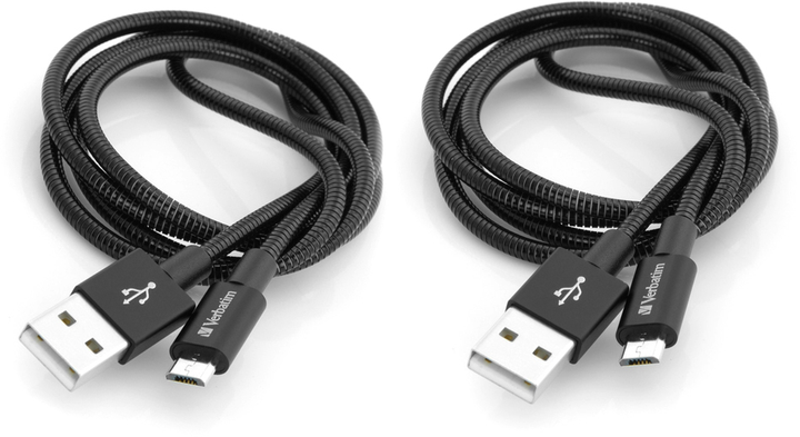 Kabel Verbatim USB - MicroUSB 1 m + 1 m 2 szt. Czarny (23942488743) - obraz 2