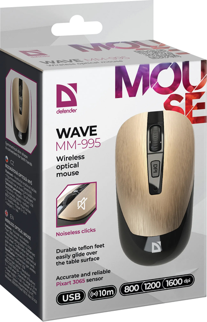 Миша Defender Wave MM-995 Wireless Goldens (4745090821857) - зображення 6