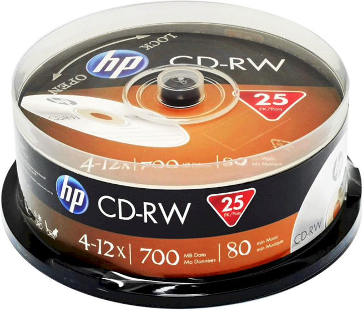 Оптичні диски НР CD-RW80 700 MB 4X-12X 25 шт. (CWE00019-3) - зображення 1