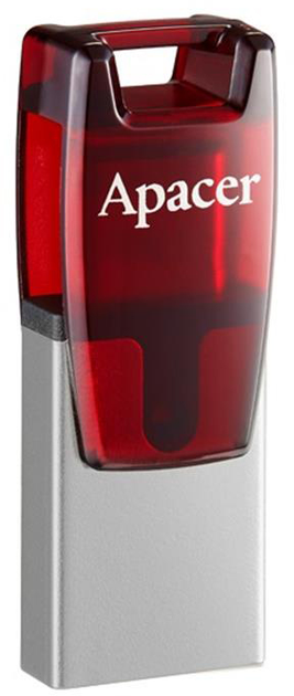 Pendrive Apacer AH180 64GB Typ-C Dual USB 3.1 Czerwony (AP64GAH180R-1) - obraz 2