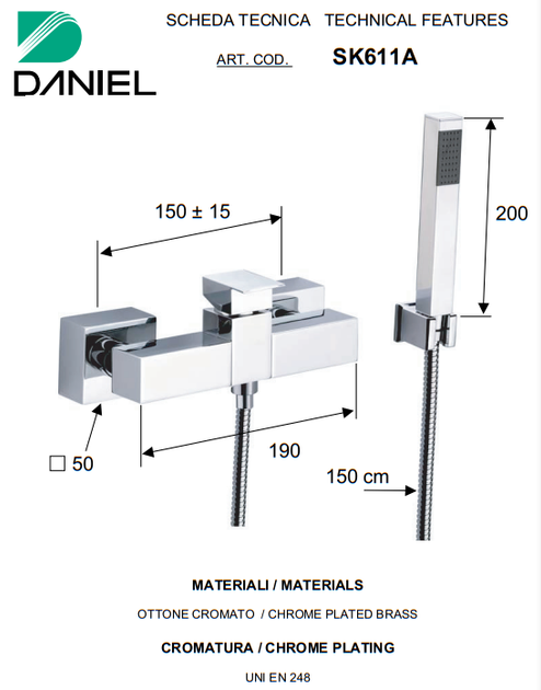 Смеситель для душа DANIEL SK611ACR - изображение 2