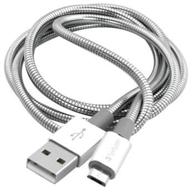 Kabel Verbatim MicroUSB - USB 1 m Srebrzysty (23942488620) - obraz 2