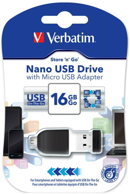 Флеш пам'ять USB Verbatim OTG USB 16GB Black (23942498216) - зображення 6