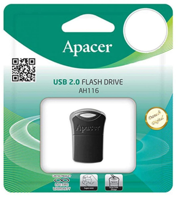 Флеш пам'ять USB Apacer AH116 16GB Black (AP16GAH116B-1) - зображення 2