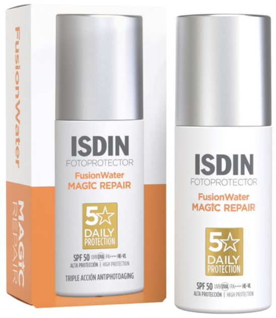 Сонцезахисний крем для обличчя Isdin Foto Ultra Fusion Water Magic Repair SPF 50 50 мл (8429420281547) - зображення 1