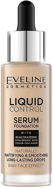 Рідка тональна основа Eveline Liquid Control 015 Light Vanilla з ніацинамідом 32 мл (5903416058250) - зображення 1