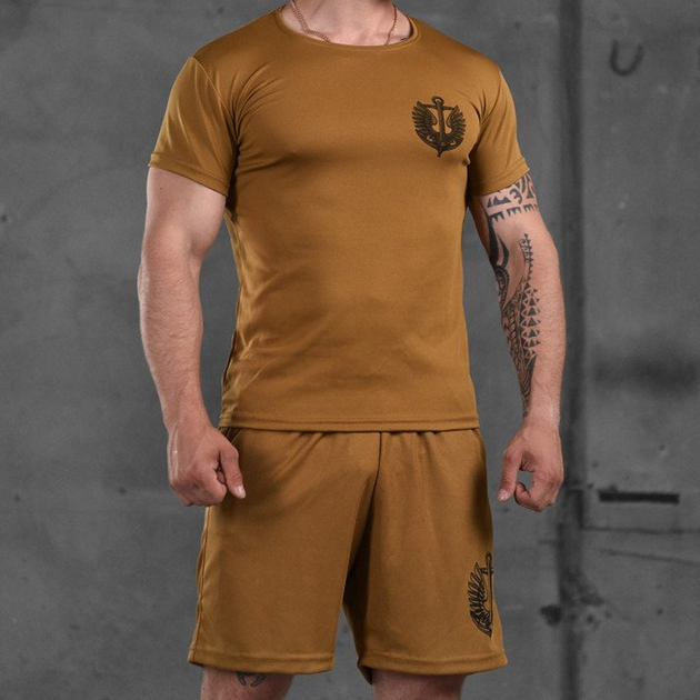Літній комплект Coolmax футболка + шорти з принтом Вірний назавжди колір койот розмір XL - зображення 1