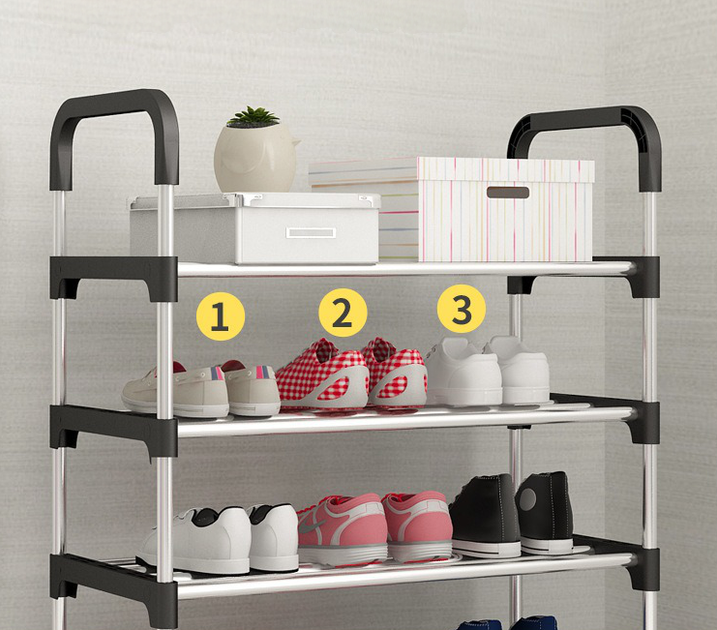 Тумба полка подставка органайзер стойка для хранения обуви на 4 яруса SHOE RACK 58 х 80 х 27 см Черный (D-2019091680) - Фото 3 Тумба полка подставка органайзер стойка для хранения обуви на 4 яруса SHOE RACK 58 х 80 х 27 см Черный (D-2019091680) - изображение 3