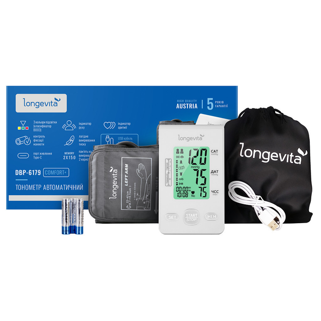 Тонометр Longevita Авт.вимір.артер.тиску LONGEVITA DBP-6179 (DBP-6179) - зображення 1