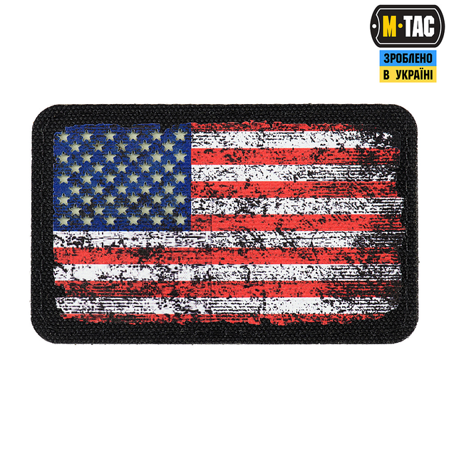Нашивка M-Tac прапор США вінтаж (80х50 мм) Black/GID - зображення 1
