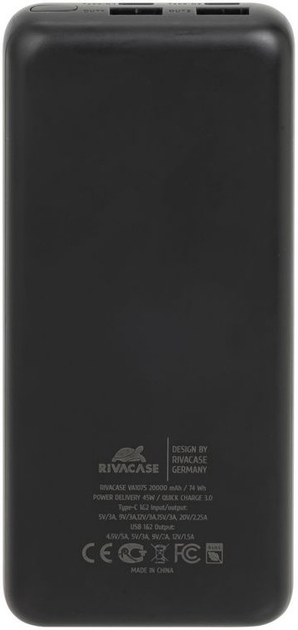 Powerbank RIVACASE 20000 mAh Black/Blue (RCVA1075) - obraz 3