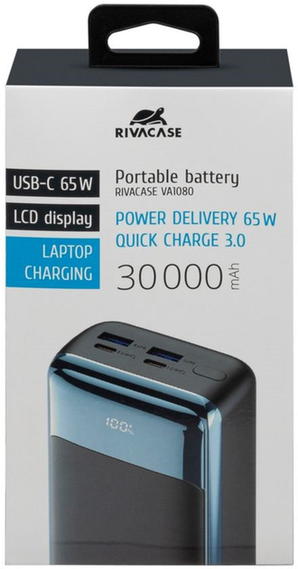Powerbank RIVACASE 30000 mAh Black/Blue (RCVA1080) - obraz 8