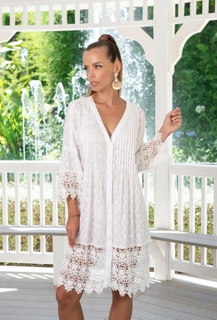 Туніка з мереживом Fresh Cotton 23F-807/2 C 50(XXL) Білий - Фото 1 Туніка з мереживом Fresh Cotton 23F-807/2 C 50(XXL) Білий - зображення 1