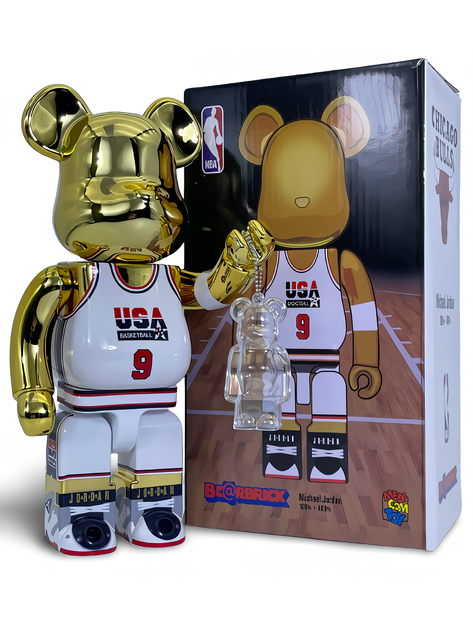 Статуетка Bearbrick x Michael Jordan 1992 x Team USA Gold Chrome 400% 28 см Medicom Toy НБА Баскетболіст - Фото 5 Статуетка Bearbrick x Michael Jordan 1992 x Team USA Gold Chrome 400% 28 см Medicom Toy НБА Баскетболіст - зображення 5