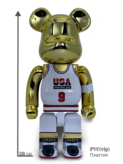 Статуетка Bearbrick x Michael Jordan 1992 x Team USA Gold Chrome 400% 28 см Medicom Toy НБА Баскетболіст - Фото 9 Статуетка Bearbrick x Michael Jordan 1992 x Team USA Gold Chrome 400% 28 см Medicom Toy НБА Баскетболіст - зображення 9