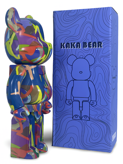 Статуэтка Bearbrick x KAWS x Tension 400% 28 см Medicom Toy Краски сияния - изображение 4