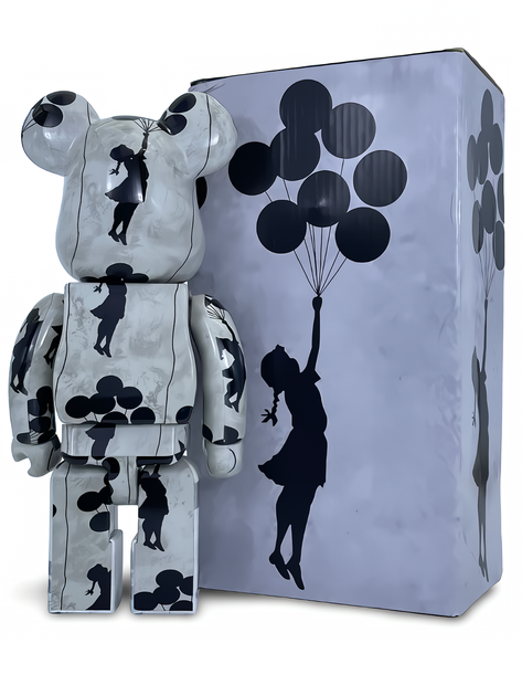 Статуэтка Bearbrick x Banksy x Flying Balloons Girl 400% 28 см Medicom Toy Девочка с воздушными шарами - изображение 2