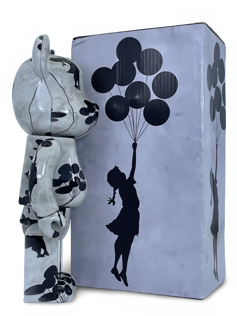 Статуэтка Bearbrick x Banksy x Flying Balloons Girl 400% 28 см Medicom Toy Девочка с воздушными шарами - изображение 4