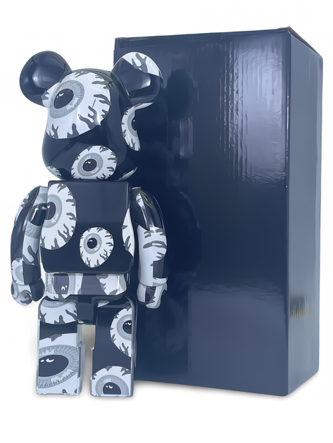 Статуетка Bearbrick x Mishka x Monochromatic 400% 28 см Medicom Toy Всевидячі очі - зображення 2