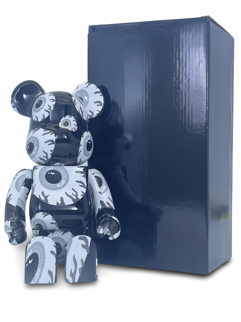 Статуетка Bearbrick x Mishka x Monochromatic 400% 28 см Medicom Toy Всевидячі очі - зображення 7