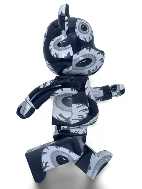Статуетка Bearbrick x Mishka x Monochromatic 400% 28 см Medicom Toy Всевидячі очі - зображення 12