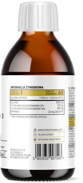 Suplement diety OstroVit Pharma Elite Omega 3 Liquid 120 ml (5903933907543) - obraz 2