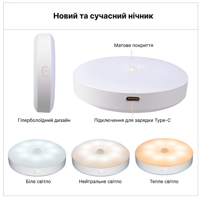 Светильник-ночник лампа на магните с аккумулятором и датчиком движения INSPIRE night GZ-2 0.6W 400mAh USB 5V - изображение 5
