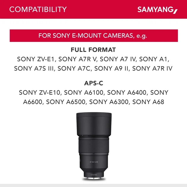 Об'єктив Samyang AF 135 mm F1.8 для Sony FE Factory Recertified g2 - зображення 7