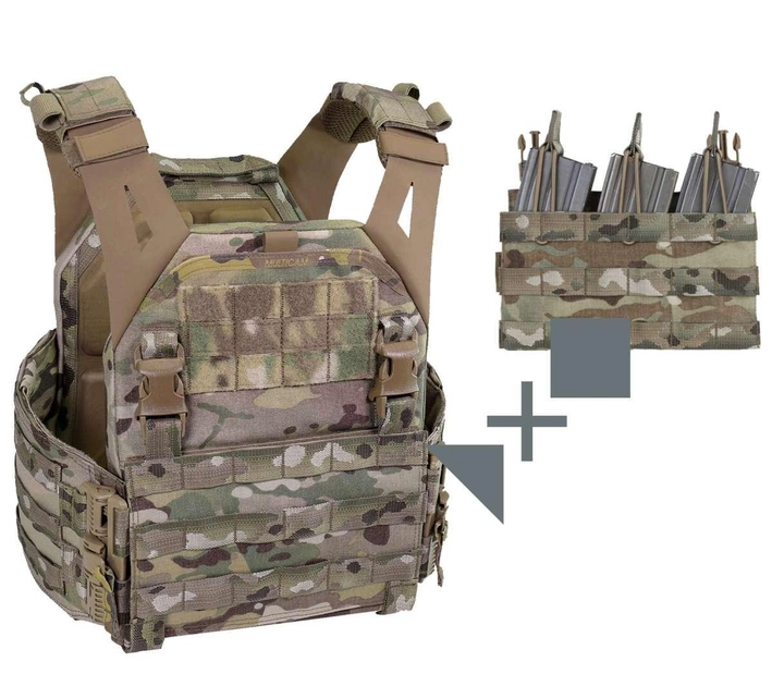 Плитоноска Warrior assault systems Low Profile Plate Carrier V 1 size L multicam и тройной подсумок (панель) - изображение 1