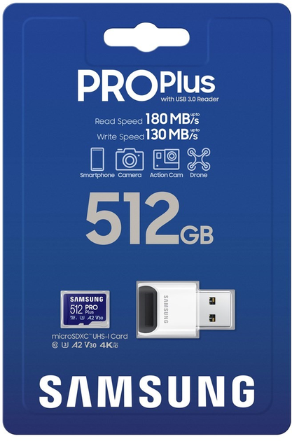 Карта пам'яті Samsung PRO Plus microSDXC UHS-I 512GB Class 10 + Reader 2023 (MB-MD512SB/WW) - зображення 6
