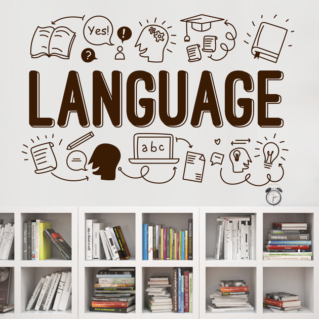 Інтер'єрна наклейка на стіну Language 154х97см наклейки для школи англійська Happy Pocket Коричневий матовий - зображення 4
