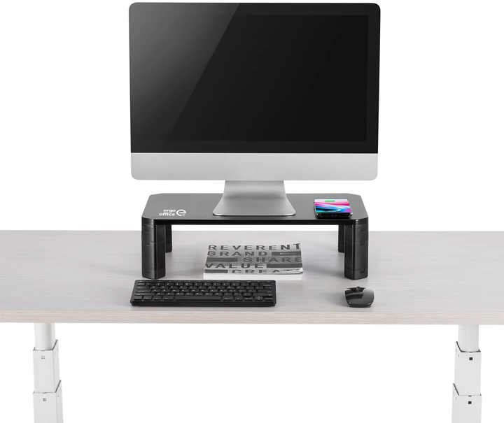 Настільна підставка під монітор Ergo Office ER-415 Wireless Qi Charging Adjustable 17" - 32" Black (5902211119753) - зображення 9