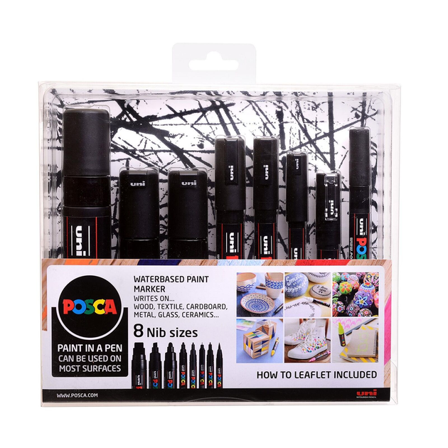 Zestaw markerów Posca Waterbased Pen Marker Black 8 szt (5012788011876) - obraz 1