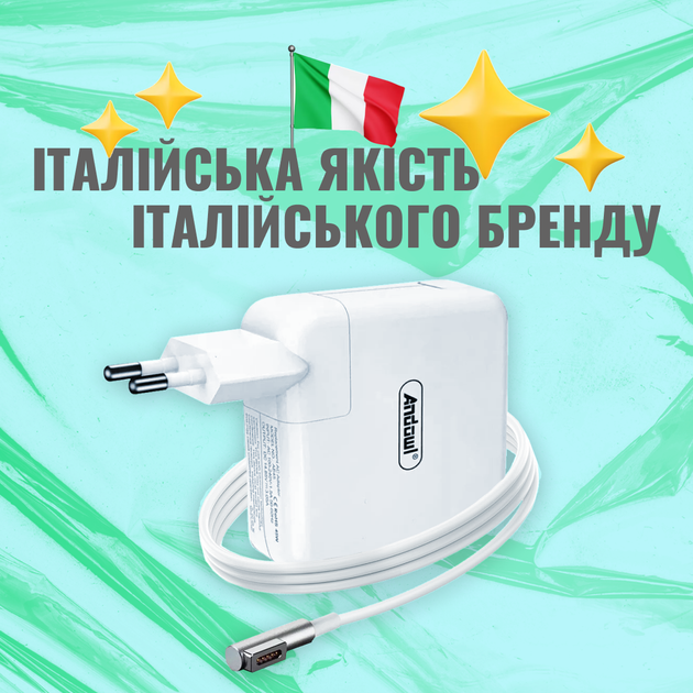 Блок Живлення Andowl Q-KC02X1 85W L-Type Швидка Високошвидкісна Зарядка MagSafe для MacBook Pro и Air - зображення 2