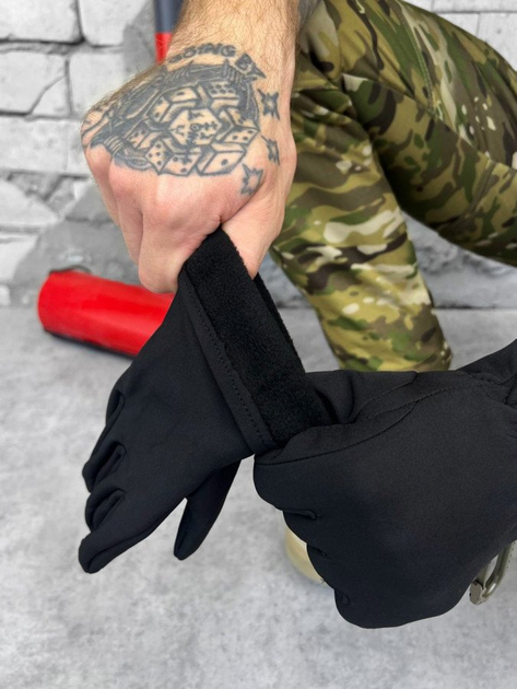 Зимние перчатки sofshell black с карабином L - изображение 2