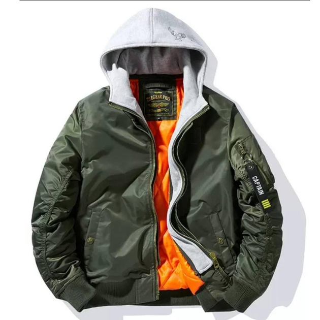 Куртка бомбер с хлопковой подкладкой олива размер 4XL - изображение 1