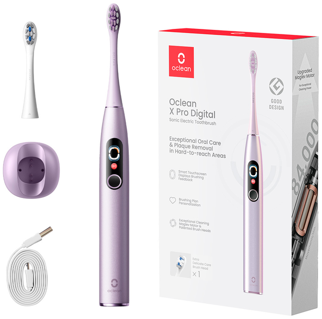 Електрична зубна щітка Oclean X Pro Digital Purple (6970810553475) - зображення 1