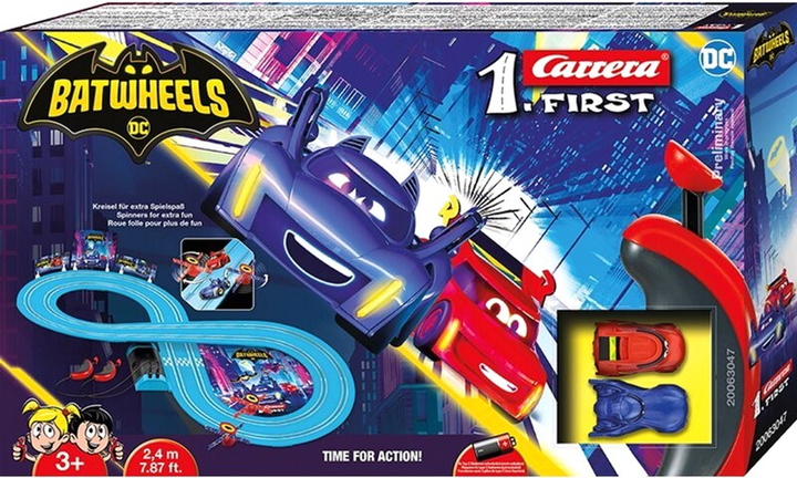 Гоночний трек Carrera First Batwheels Time for Action 2.4 м + 2 автомобілі (4007486630475) - зображення 1
