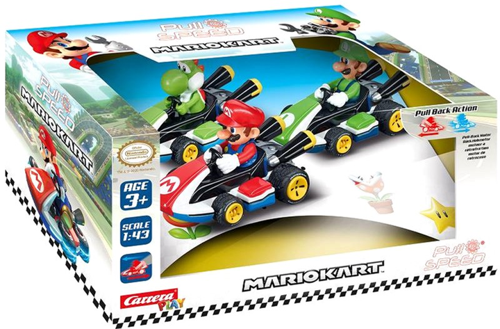 Zestaw aut Carrera Pull & Speed Nintendo Mario Kart 3 szt (9003150130109) - obraz 1
