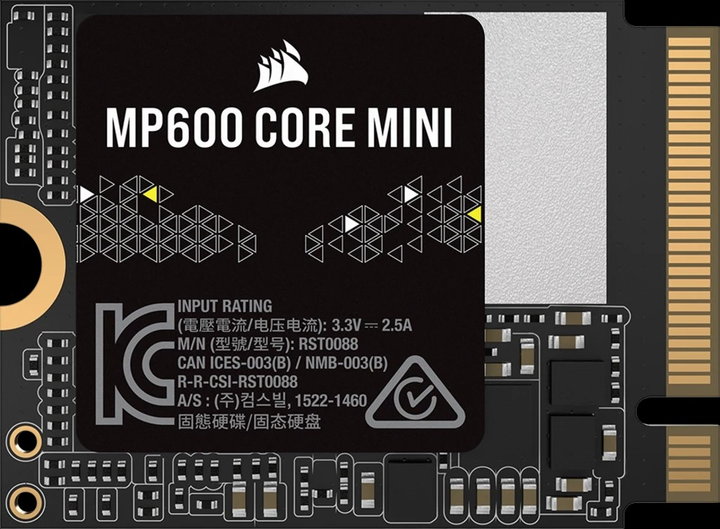 SSD диск Corsair MP600 Core Mini 1TB M.2 NVMe PCIe 4.0 x4 3D NAND (QLC) (CSSD-F1000GBMP600MN) - зображення 1
