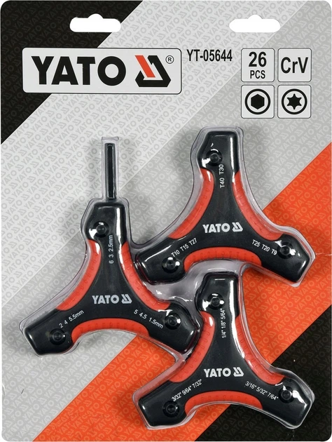 Три Комплекта Шестигранных Ключей HEX (mm), TORX, HEX (in) 26 шт