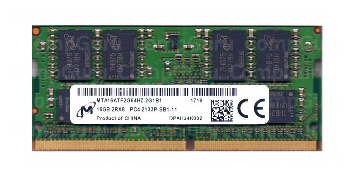 Оперативна пам'ять для ноутбука Micron DDR4 16GB 2133MHz SO-DIMM 2Rx8 PC4-2133P БВ (MTA16ATF2G64HZ-2G1B1) - зображення 1
