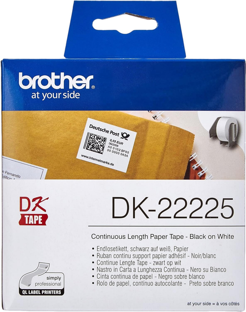 Етикетна стрічка Brother DK22225 Continuous Paper Tape 38 мм x 30.5 m White (DK22225) - зображення 3