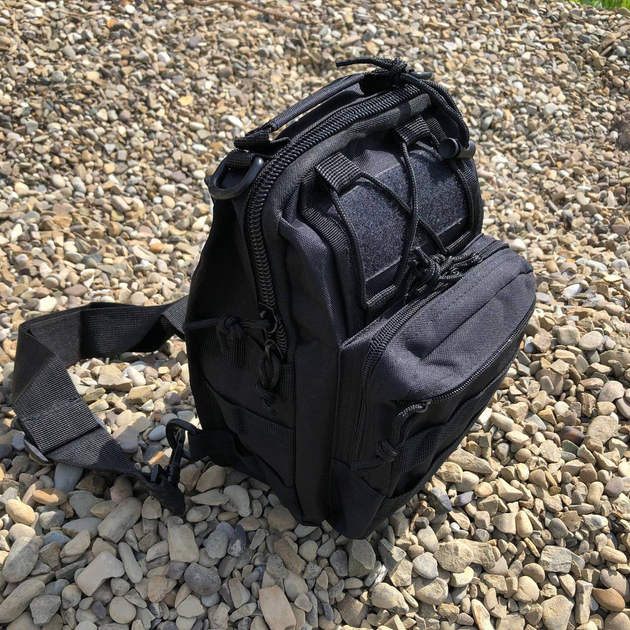 Качественная тактическая сумка, укрепленная мужская сумка рюкзак тактическая слинг. Цвет: черный - изображение 2