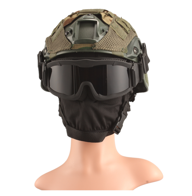 Тактические очки защитная маска с креплениями на каску с 3 сменными линзами Черная-толщина линз 3 мм - изображение 2