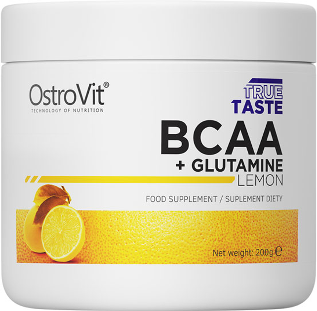 Aminokwas OstroVit BCAA + L-Glutamina 200 g Cytryna (5902232611571) - obraz 1