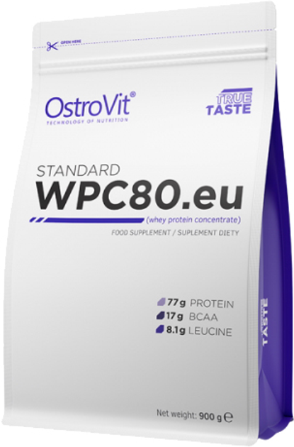 Białko OstroVit Standart WPC80.eu Ciasto 900 g (5902232612417) - obraz 1