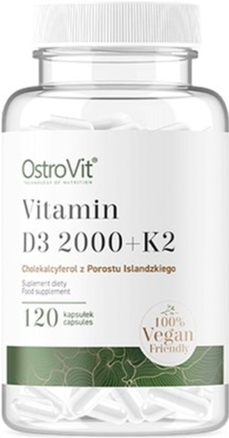 Suplement diety OstroVit Witamina D3 2000 + K2 120 kapsułek (5903933906225) - obraz 1