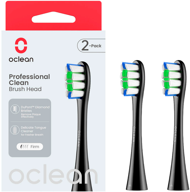 Głowica do elektrycznej szczoteczki do zębów Oclean Professional Clean 2szt Black - obraz 1